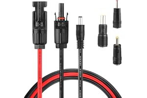 PAEKQ Solar Panel to 5.5x2.1mm Adapter Cable, DC 5.5x2.1mm Connector with DC 8mm, DC 5.5x2.5mm and DC 3.5x1.35mm Converter for Portable Power Station GZ Yeti Jackery Solar Generator- 14AWG 6Ft