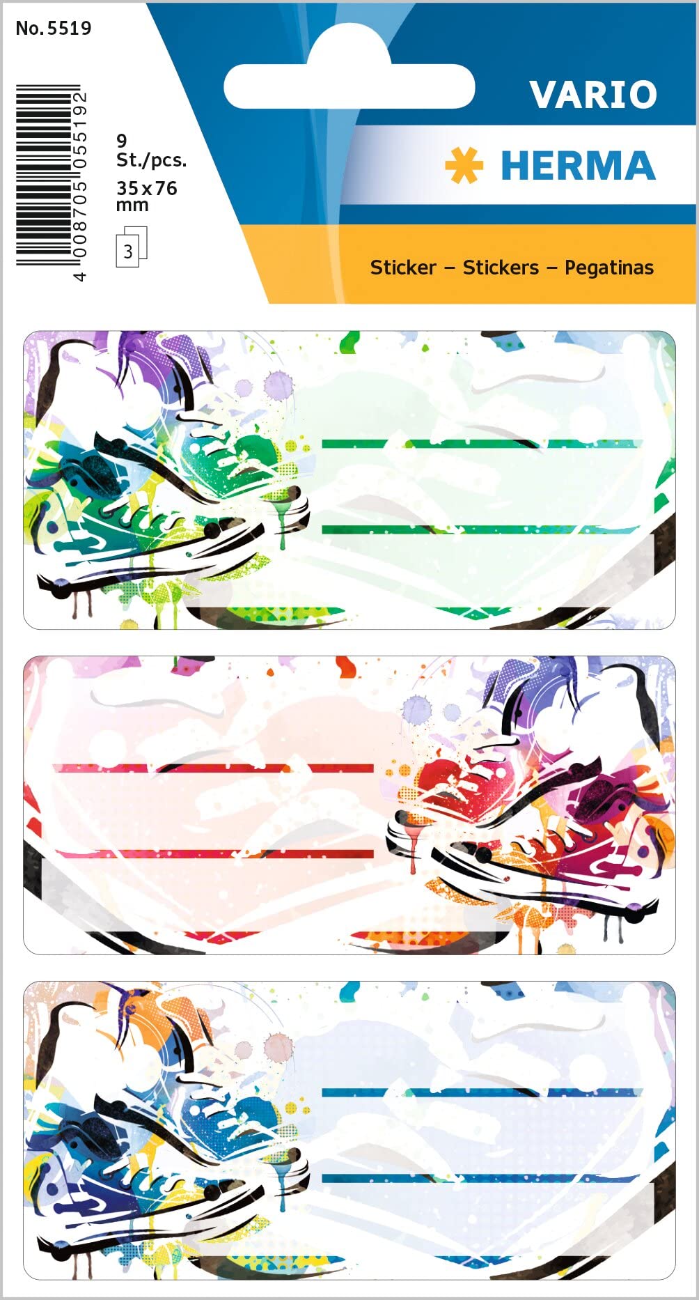 Herma 5519 Name Labels for School Trainers Converse Motif 7 Stapler, 6 x 3, 5 cm/Capacity: 9 Labels