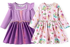 Disney Frozen Elsa Princess Minnie Mouse Stitch Toddler Girl Dresses 2 Pack Sleeveless and Ruffle Sleeve Dress Set 2-13 Years