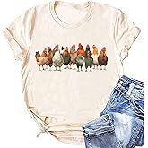 Women Chicken Tshirts Funny Mom Chicken Lovers T-Shirt Casual Short Sleeve Country Farm Tee Tops