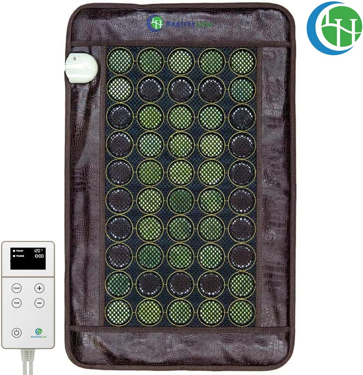 HealthyLine Heating Pad with Far Infrared Radiant Heat Technology 32in x 20in - Hot Stone Therapy - Negative Ions - 50 Pieces Natural Gemstone, 1 Count (Pack of 1): Health & Personal Care