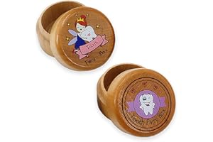 PAMBO Baby Tooth Fairy Box Keepsake for Boys and Girls,Wooden Tooth Storage Holder for Kids & Newborn Baby Shower Gifts Box Set of 2