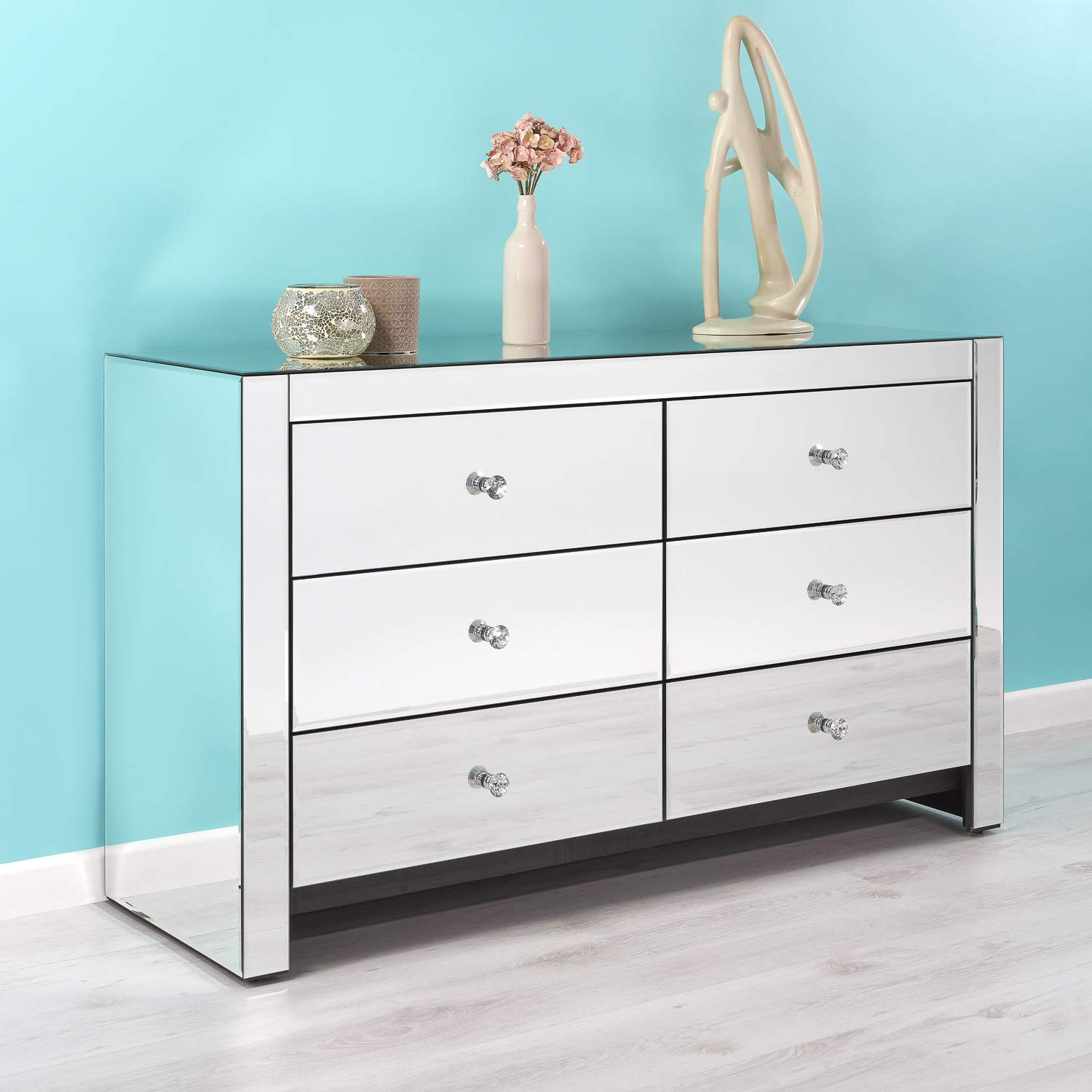 Lod Lifestyle On Demand 6 Drawer Mirrored Chest Drawers Large