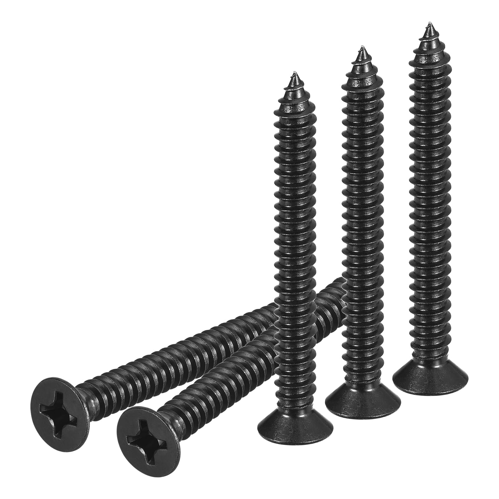 DTGN 100Pcs #14x2-3/8" Flat Head Wood Screws, 304 Stainless Steel Phillips Self Tapping Screws - Good for Woodworking, Furniture - Black