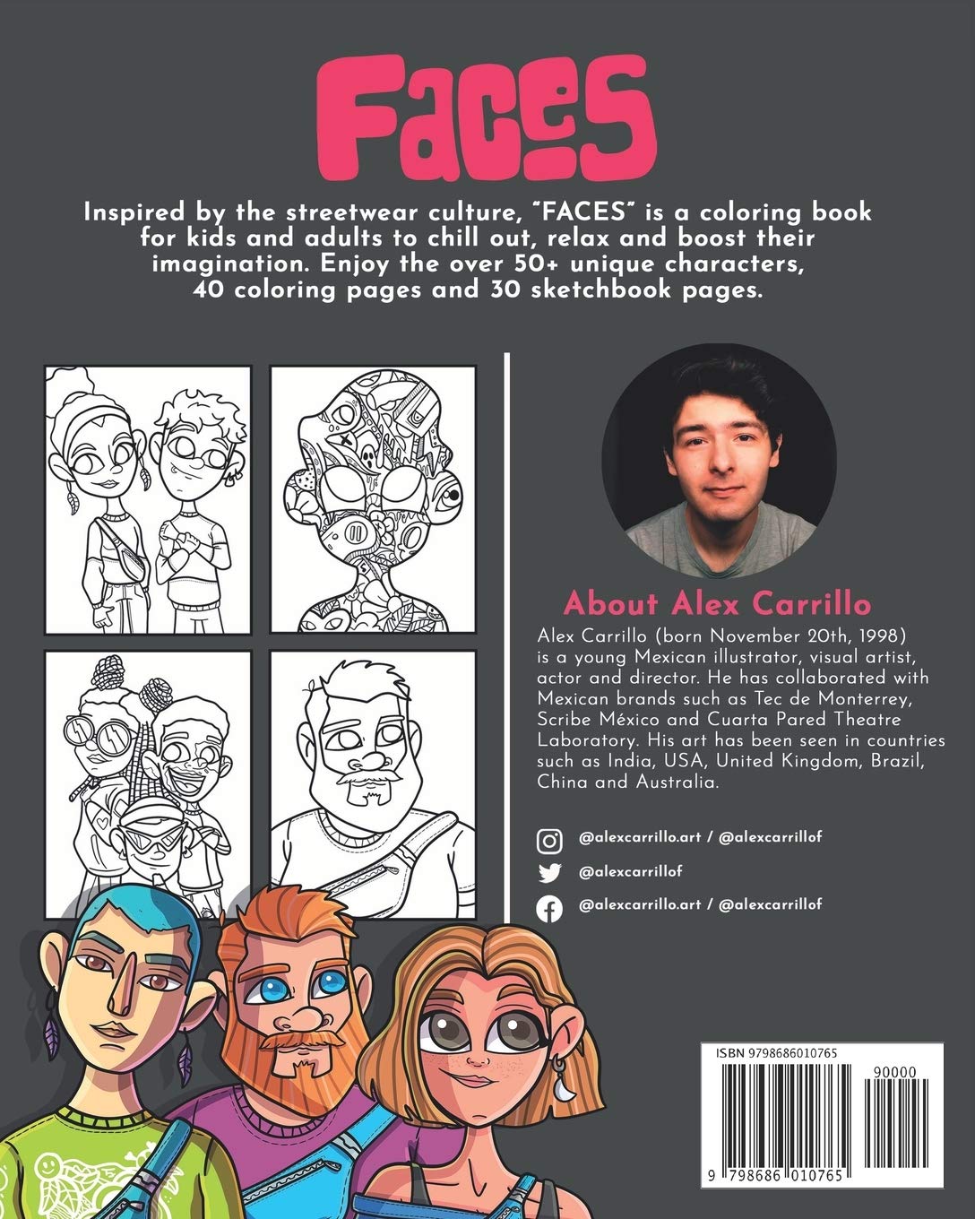 Amazon Com Faces A Coloring Book By Alex Carrillo 9798686010765 Carrillo Alex De La Fuente Gracia Emma Books