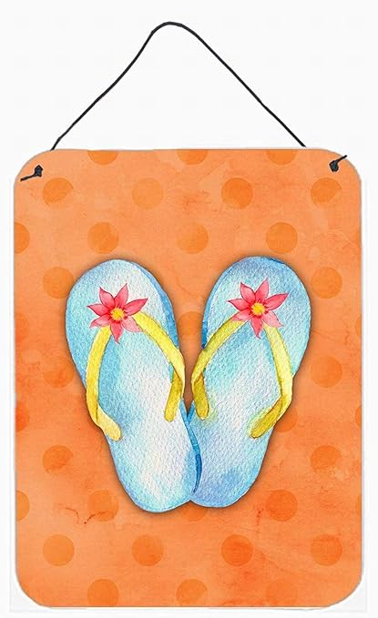 Amazon Com Lomall Flip Flops Orange Polkadot Metal Sign 16 X12