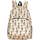 ECO CHIC Hiking Lightweight Packable Backpack - Foldable Daypack for Travel & Hiking & Outdoor Adventures - Waterproof Backpack from Recycled Materials (Giraffes Beige)