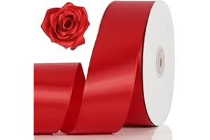 NESCCI 60 Yards Ribbon,1-1/2 Inch Red Satin Ribbon,Single Face Satin Ribbons, Perfect for Gift Wrapping,Wedding Decoration,Handmade Bows,Wrapping Bouquet and More