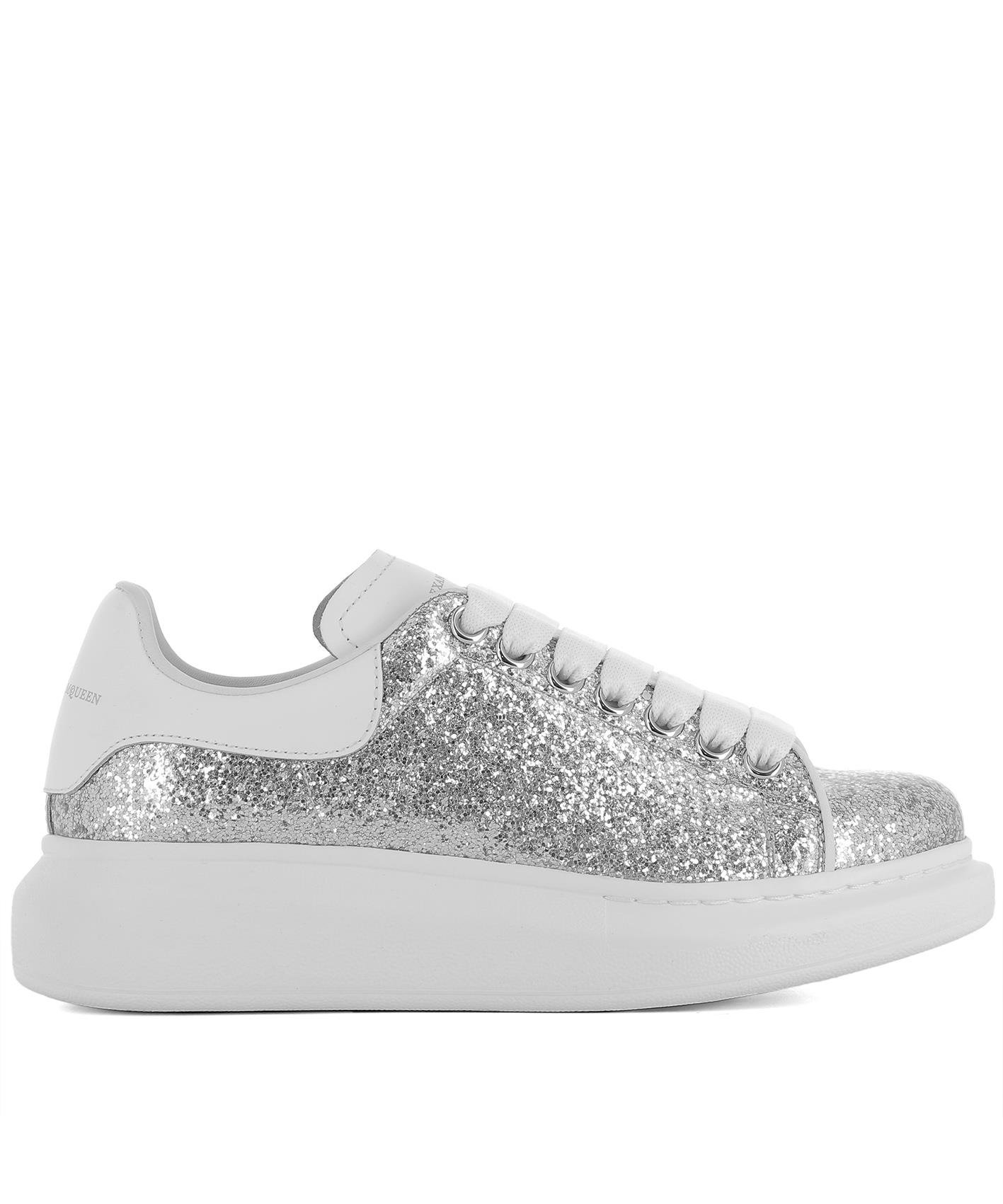 silver alexander mcqueen trainers