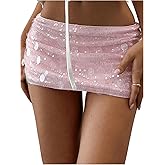 Floerns Women's Sequin Low Waist Mini Skorts Music Festival Night Out Skirt Shorts