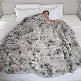 SpottedCozy Premium Double-Sided Faux Rabbit Fur Twin Blanket for Couch, Gray Luxury 3D Bubble Texture Cozy Blanket, Ultra Soft Warm Plush Fluffy Gift for Bedroom Home Boho Decor, 60" x 80"