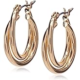Nine West Women's Twisted Hoop Earrings Gold Tone