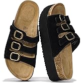 Project Cloud 100% Genuine Leather Platform Sandals Women Footwear - Comfortable Womens Slides Memory Foam Insole - Non Slip Water-Resistant 3-Strap Wedge Sandals for Women 2026 (Dyan)