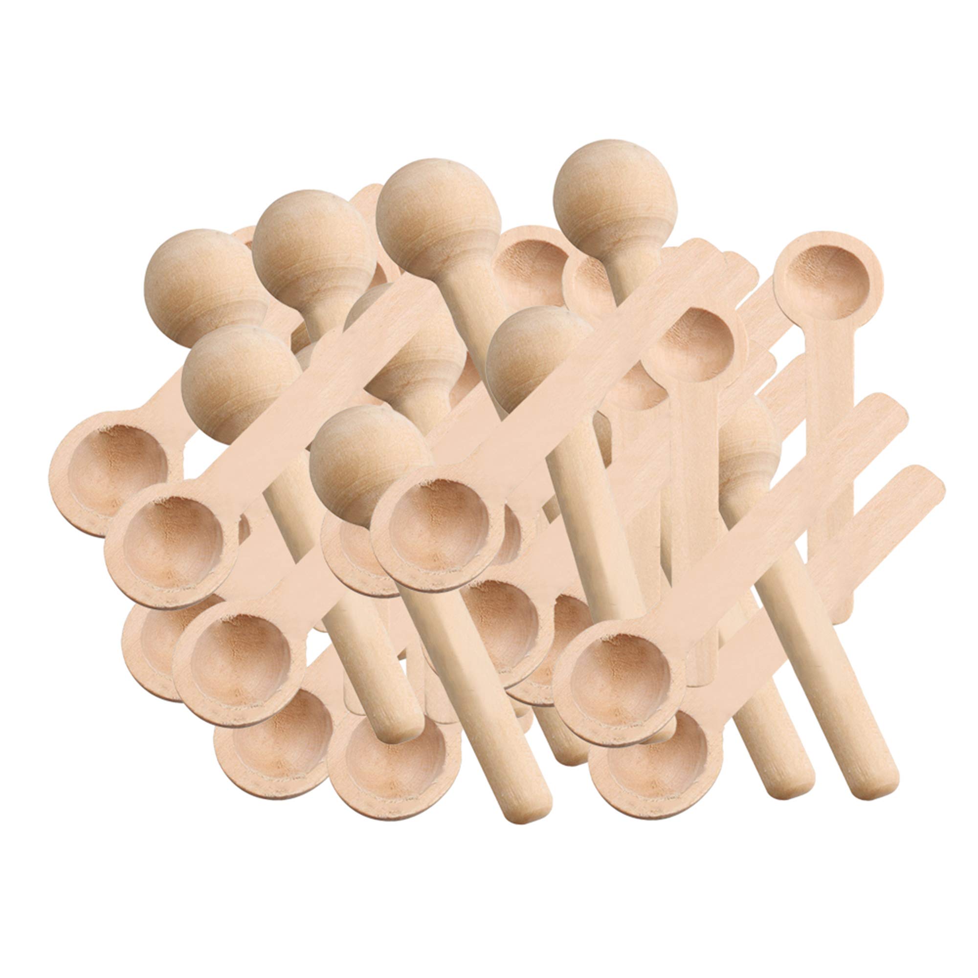 Yibuy 50Pieces Mini Wooden Spoon for Sugar Salt Spices Chicken Cooking Tool