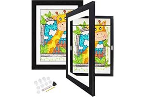 Veelot 2 Pack Kids Art Frame Front Opening Changeable Kids Artwork Frames Great for Kids Drawings Storage Frames Children Art Letters Paper Projects Schoolwork Crafts 8.5x11 Hanging Art (Black)