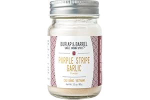 Burlap & Barrel Purple Stripe Garlic - Alternative to Fresh Granulated Garlic - Savory Sweet Flavor to Tomato Sauces, Fried Chicken, Pizza - As Seen on Shark Tank - Gift for Cooks - 3oz Glass Jar