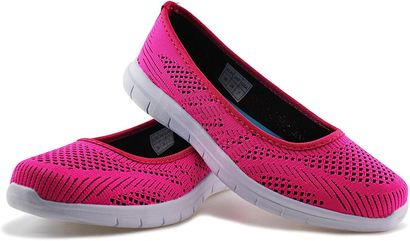 JABASIC Women Slip on Loafers Breathable Knit Flat Walking Shoes