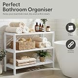 KEPLIN Natural Bamboo 3 Tier Shoe Rack White 70x55x25cm 9 Pairs view 3
