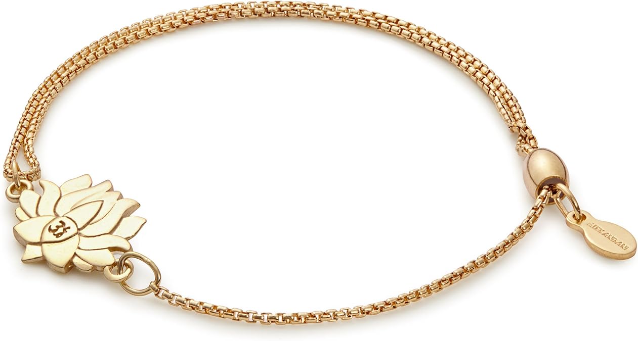 Alex and Ani Lotus Peace Petals Pull Chain Bracelet, 14kt Gold Plated