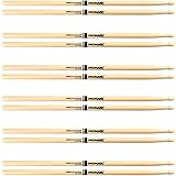 Promark American Hickory TX747W Rock Wood Tip Drum Sticks (6 Pair Bundle)