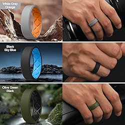 Egnaro Men's Silicone Rings, 7.5mm Wide 2.5mm Thick