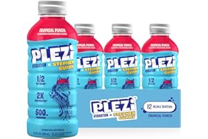 PLEZi Tropical Punch Hydration Drink x Stephen Curry - Sports Drinks with 2X Electrolytes - 500mg Potassium, Low Sugar, No Added Sugar - For Kids & Adults - 16.9 Fl Oz (12 Pack)