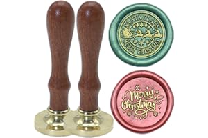 Santa Claus Wax Seal Stamp, ONWINPOR 2 Pcs Christmas Wax Seal Stamp Set Removable Brass Head Sealing Stamp, Christmas Wax Seal Kit Great for Decorating Christmas Party Invitations (SD02)