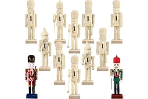 Sumind Christmas Unfinished Nutcracker Christmas Wooden Nutcrackers 5 Inch Xmas Craft Kit Box Paintable Nutcracker Figures for Adults Arts Project Ornaments Decoration(12 Pieces)
