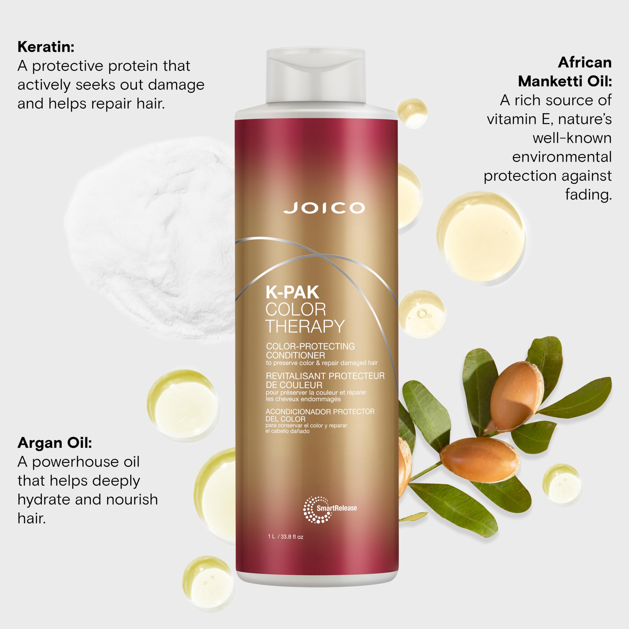 Joico K-PAK Color Therapy Color-Protecting Conditioner | For Color-Treated Hair | Boost Shine | Improve Elasticity | Repair Breakage | Rebuild Damaged Hair | With Keratin & Argan Oil