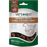 Vet's Best Brewer's Yeast &amp; Garlic Skin &amp; Coat Chews for Dogs, 60 Count | Brewer's Yeast, Garlic &amp; Omega-3 Formula, Supports Healthy Skin &amp; Coat, Veterinarian-Recommended Daily Dosage for Dogs