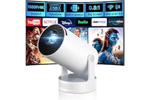 Kimwood Projector with Upgraded HiFi Speaker, [Built-in Apps] 1080P Mini Portable Projector Lower Noise Auto Keystone WiFi 6 