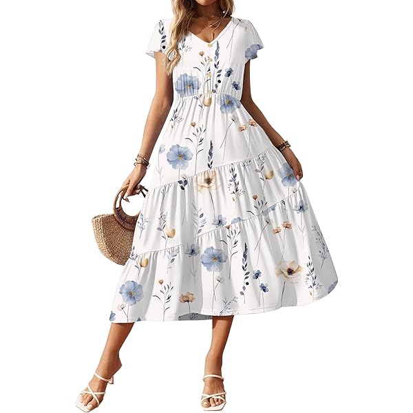 Shyanne Women's Off The Shoulder Ruffle Midi Dress - SWSP23D14 X- US at  Amazon Women's Clothing store