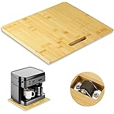 GuanQiao Bamboo Appliance Slider, Sliding Tray for Coffee Maker, Coffee Pot Rolling Tray with Wheels, Coffee Slider Tray for Kitchen Countertop, Cabinet, Wide - Large (13"D x 16"W)