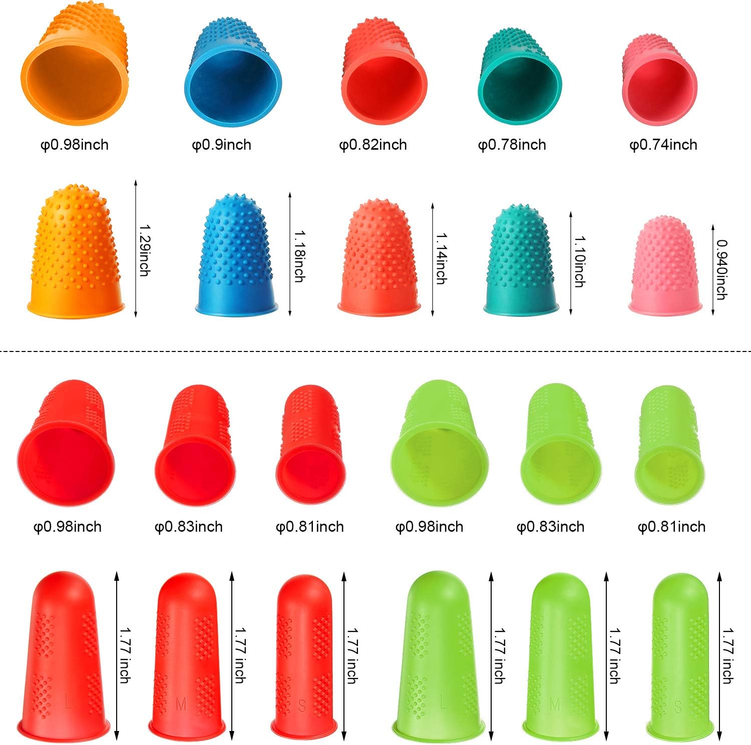 20 Pieces Rubber Fingers Tip Finger Pad Grip Reusable Finger Cover Protector for Money Counting