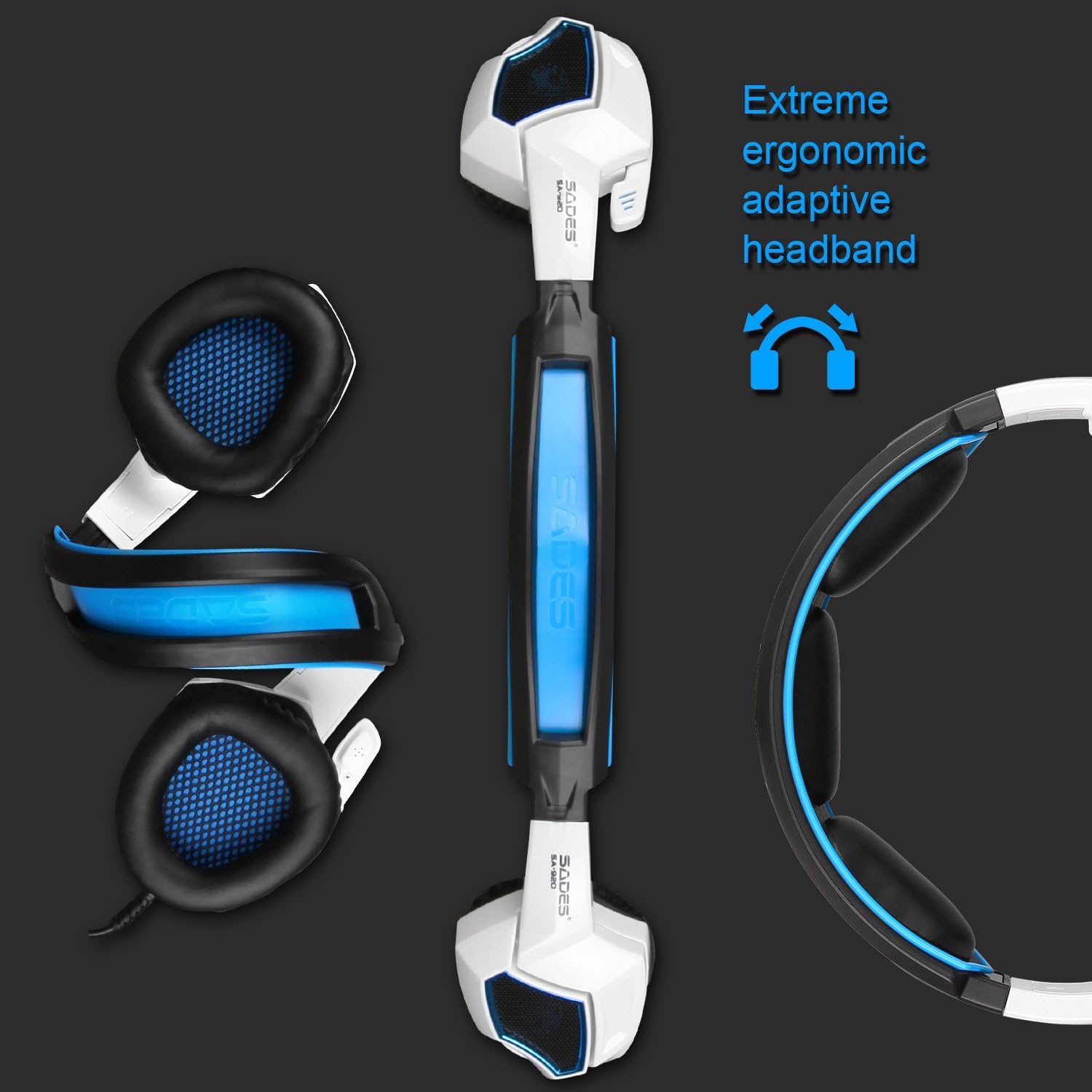 Sades SA920 3.5mm Wired Stereo Gaming Over Ear Headset with Microphone and Revolution Volume Control for Xbox One / Xbox 360 / PS4 / PC /Cell phones / iPad (Black/White): Electronics