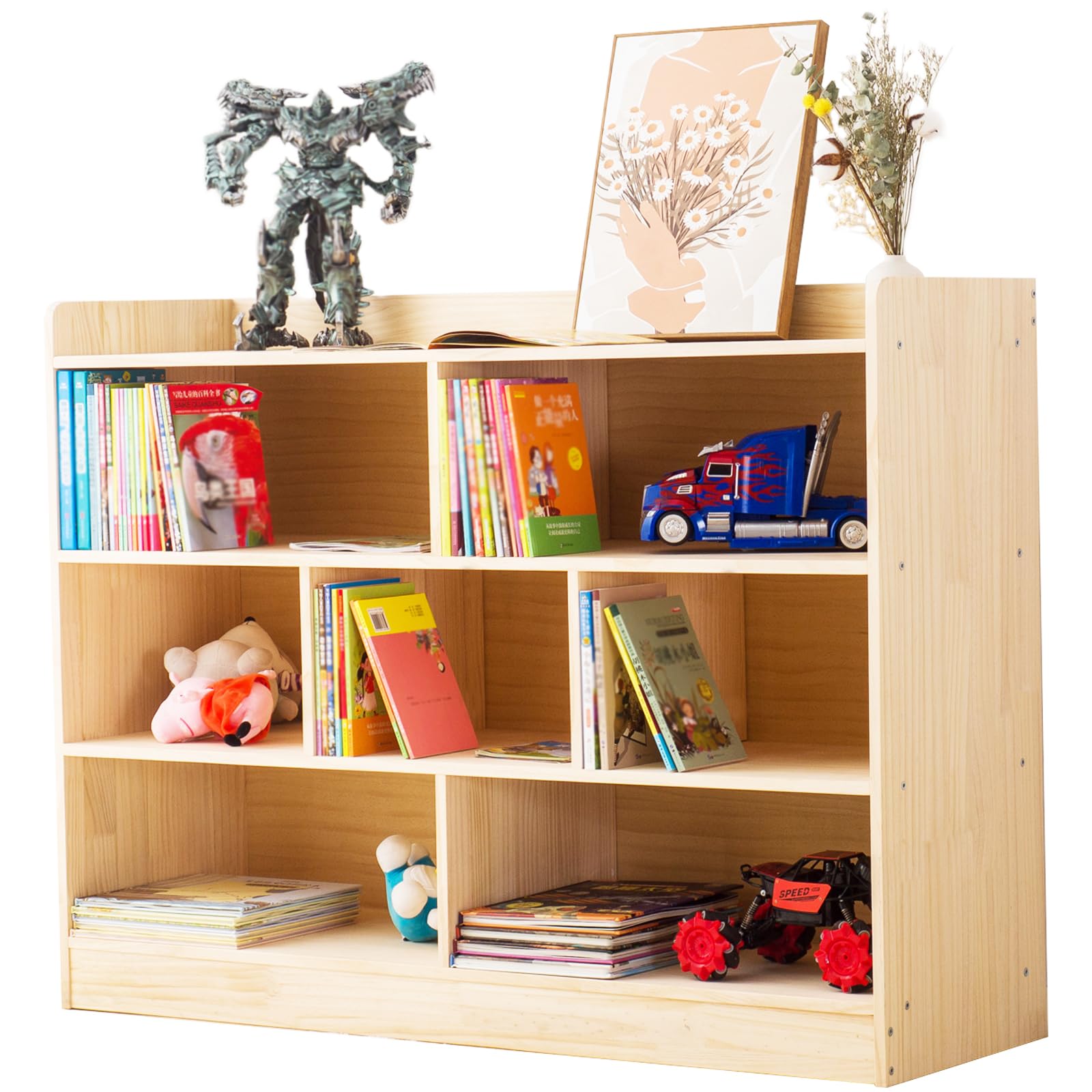 Photo 1 of **********Missing hardware and instructions**********
ChubanCraft Wooden 7 Compartment Storage Cabinet Organizer Kids 3 Tier Wood Bookshelf School Storage Shelf Classroom Furniture for Kids Natural (47.24" L x 11.81" W x 35.43" H)