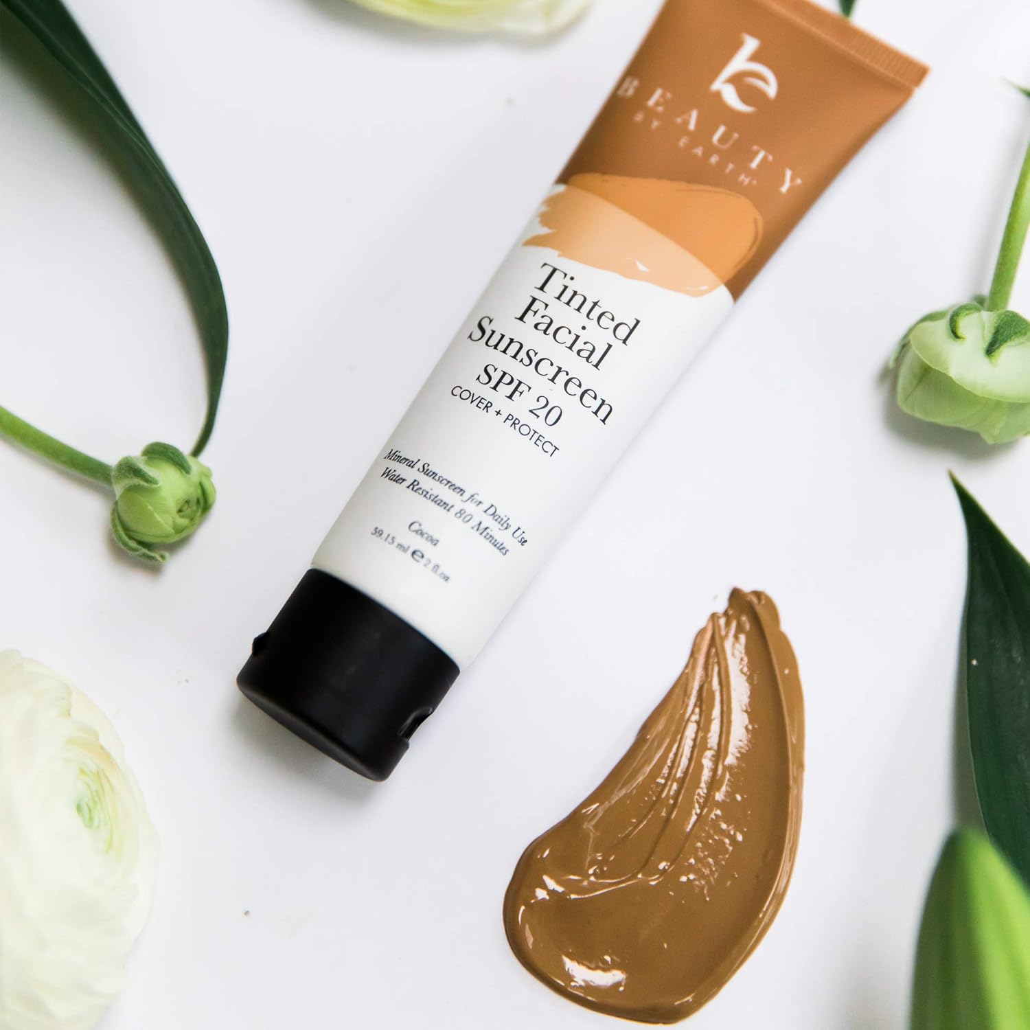 Tinted Sunscreen for Face - SPF 20 With Natural & Organic Ingredients Broad Spectrum Sunblock Lotion, Tinted Moisturizer Zinc Oxide Sunscreen Face for Skincare, Facial Sunscreen (Cocoa): Beauty