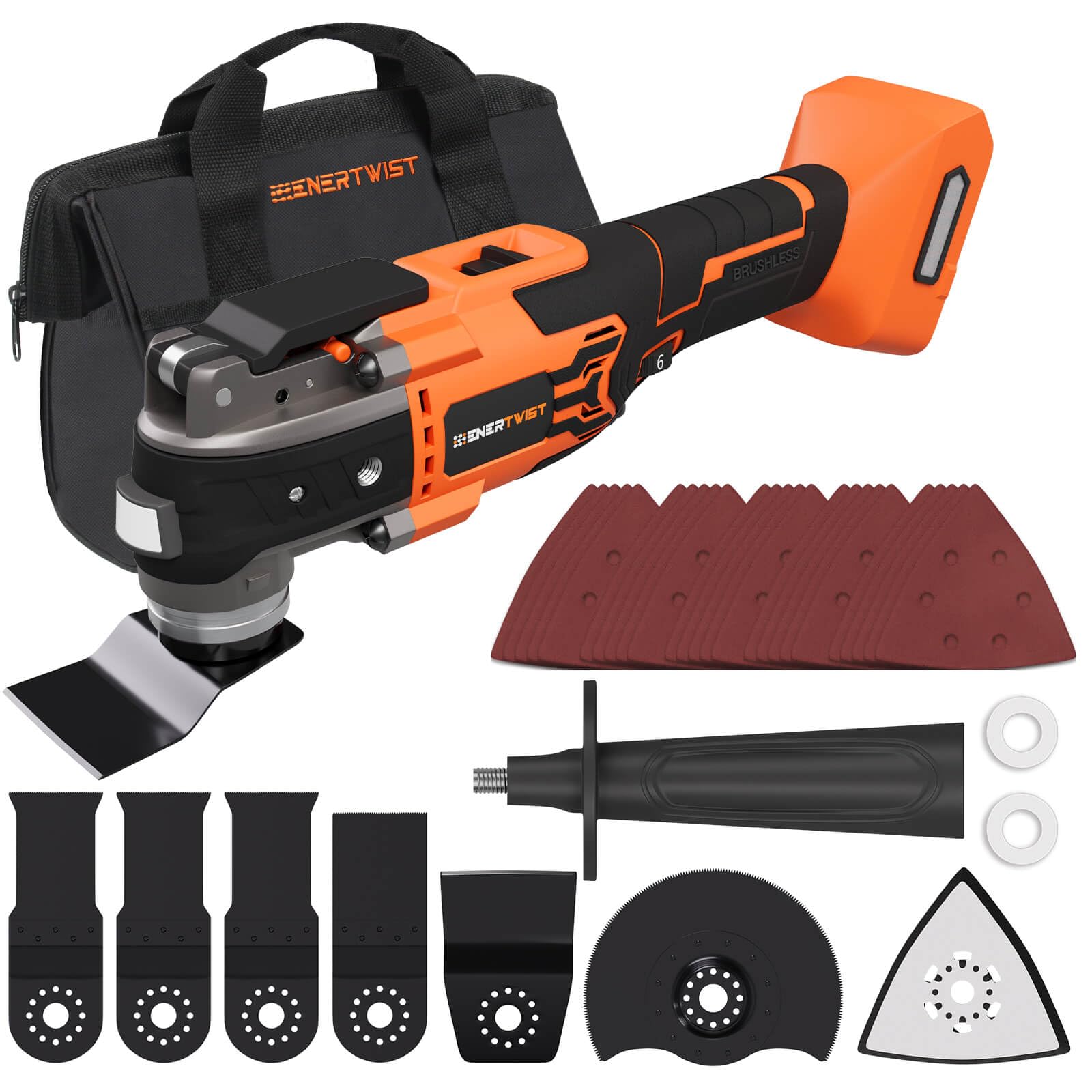 Photo 1 of Brushless Oscillating Tool Compatible for DEWALT Battery,6 Variable Speed Cordless Oscillating Multi-Tool with LED Light, Carrying Case for Cutting, Scraping, Sanding, Tool Only