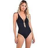 La Blanca Womens Island Goddess Plunge One Piece Swimsuit