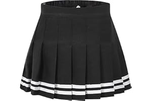 Cromoncent Girls Womens Pleated Mini Skirt Short High Waist School Uniform, 2Years - 4XL