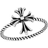 AeraVida Protection Medieval Cross Pattée Twisted Band .925 Sterling Silver Ring