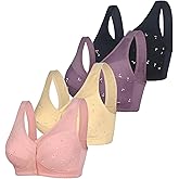 YVIVMEIE Womens Daisy Bra Front Closure Sports Bras Beauty Back Full Coverage Comfor Easy Close Bra Front Buckle Corset Beige