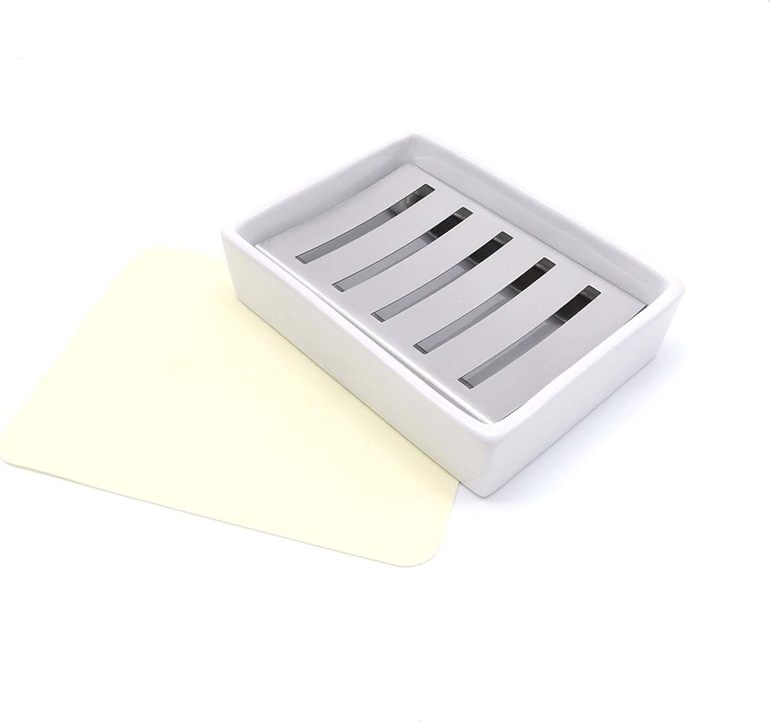 Lofekea Ceramic Soap Dish Stainless Steel Soap Holder for Bathroom and Shower Double Layer Draining Soap Box: Home & Kitchen