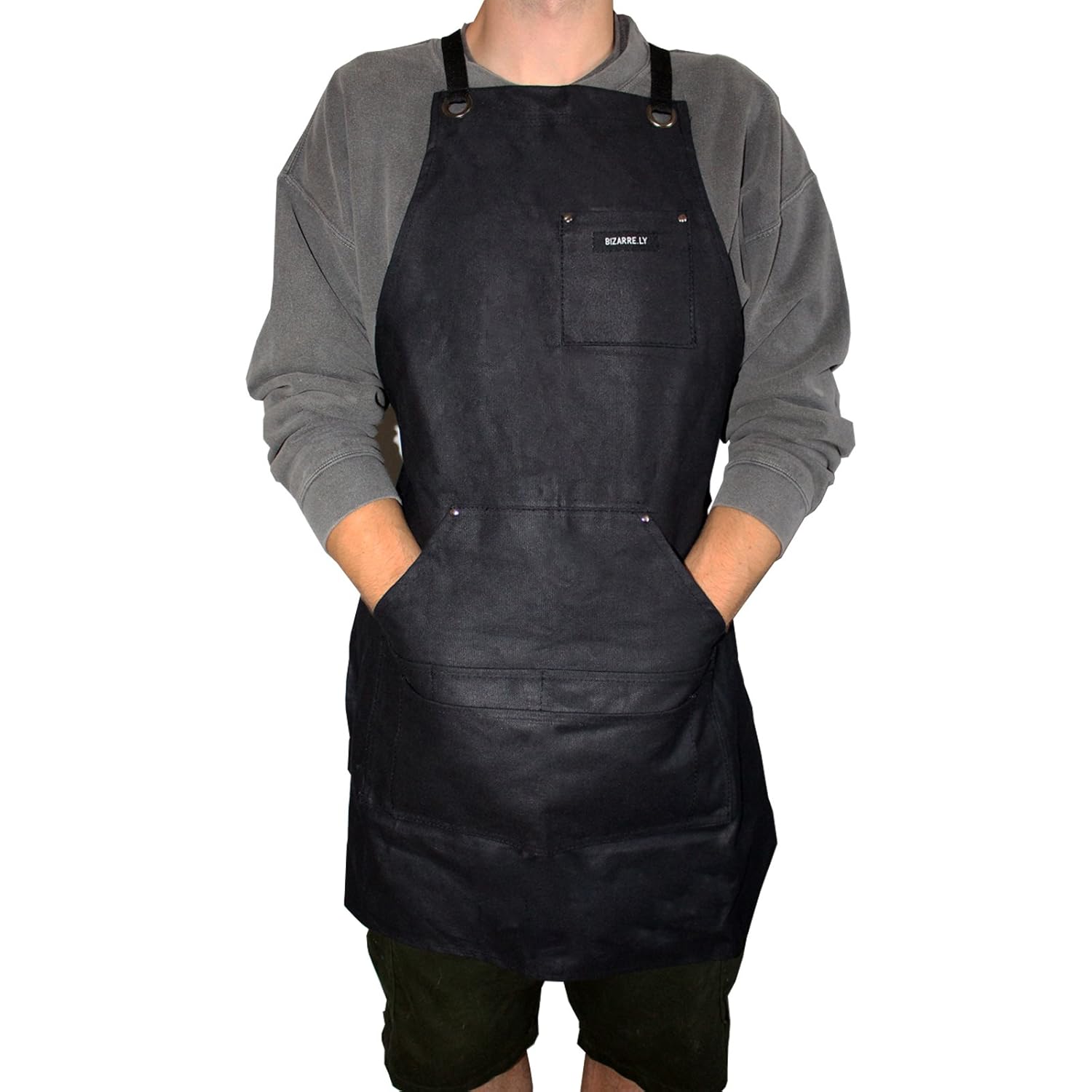 Heavy Duty Waxed Canvas Work Apron in Black by Bizarre.ly Water