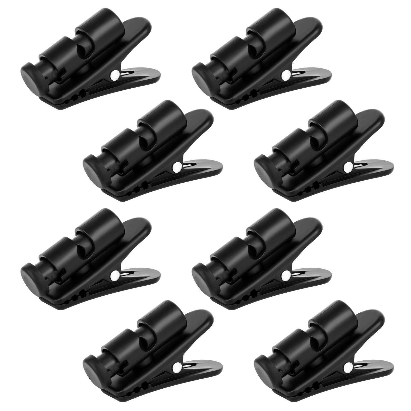 Huayue 8 PCS Earphone Clips, Headphone Wire Clips Headphone Holder Clip Headset Cable Cord Clips 360 Degree Rotate Mount Clothing Clip Earphone Accessories for Running Hiking Walking, Black