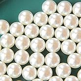 Sukiiy 500PCS No Hole Pearls Vase Fillers, 10MM Ivory Pearls for Craft No Holes, Faux Plastic Makeup Round Pearls Beads for Nail Face Art,Table Scatter, Bag, Wedding, Birthday, Home Decoration