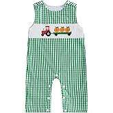 Arvbitana Infant Baby Boy Halloween Pumpkin Plaid Jumpsuit Sleeveless Gingham Romper One Piece Strap Overalls Smocked Clothes