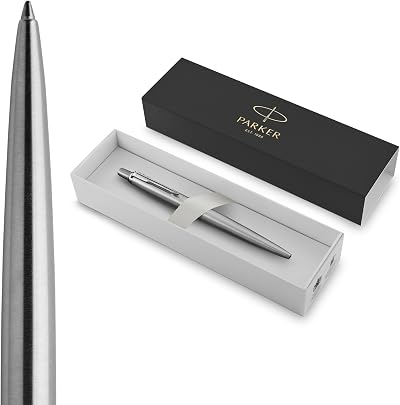 Parker Jotter Ballpoint Pen Stainless Steel Blue Ink Medium Point