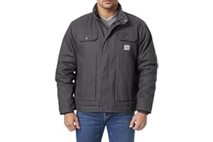 TUAOVA Men's Quilted Flannel Lined Work Coat Long-Lasting Loose Casual Jacket Waterproof Workwear