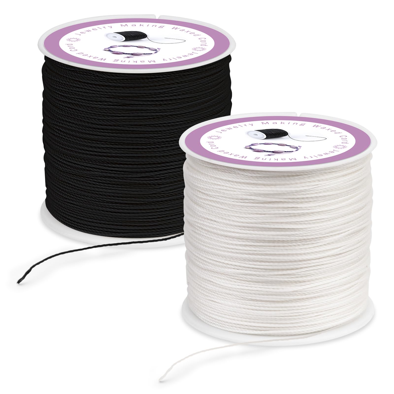 2 Pcs Waxed Cord for Jewellery Making Bracelet String, Waxed Thread for Bracelets Bead Thread, Suitable for DIY Jewelry Making, Necklaces, Crafts, Decorations